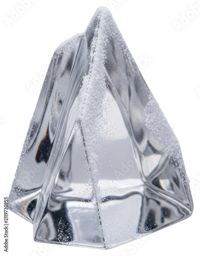 Transparent crystal mountain peak with snow on a transparent backdrop