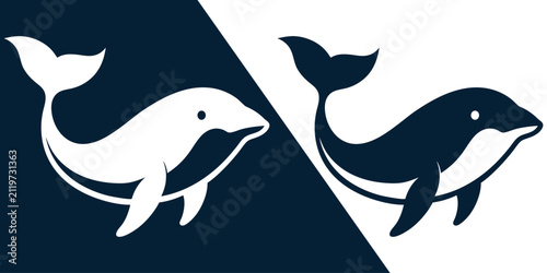 Bild auf Leinwand Cute Dolphin Silhouette Vector - Graceful Ocean Illustration Design