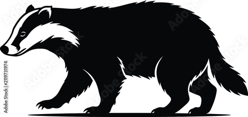 Badger Silhouette Vector Illustration
Wild Forest Mammal Logo