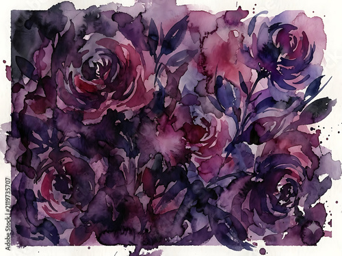 Dark Moody Purple and Magenta Watercolor Floral Texture for Luxury Wedding Stationery and Cosmetic Packaging