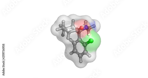 Obraz na plátně Esketamine, NMDA receptor antagonist for treatment-resistant depression, 3D mole