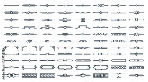 Set of decorative calligraphic dividers and vintage ornamental lines.