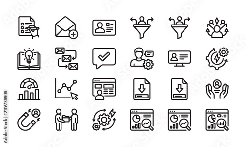 Business and marketing strategy icons for presentations and web applications.