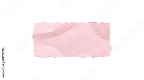 Pink torn paper scrap isolated on transparent background with rough edges. textured piece of pastel paper for note message and creative collage design elements.