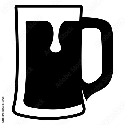 Icono con dibujo sencillo de la silueta de una jarra de cerveza con espuma 