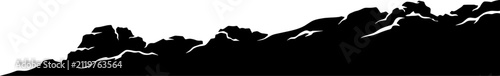 Rugged mountain peak range skyline horizon landscape black vector silhouette graphic