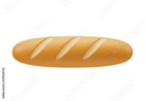 3D Rendered Cartoon Loaf of Bread Isolated on White Background