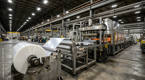 Fotografía Industrial thermoforming machine assembly line | Plastic sheet manufacturing pro