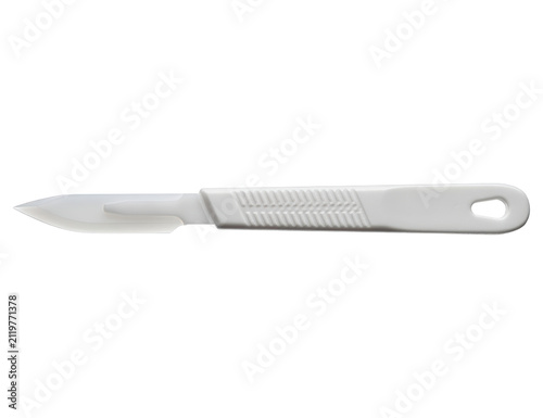 Disposable medical surgical scalpel isolated with transparent background