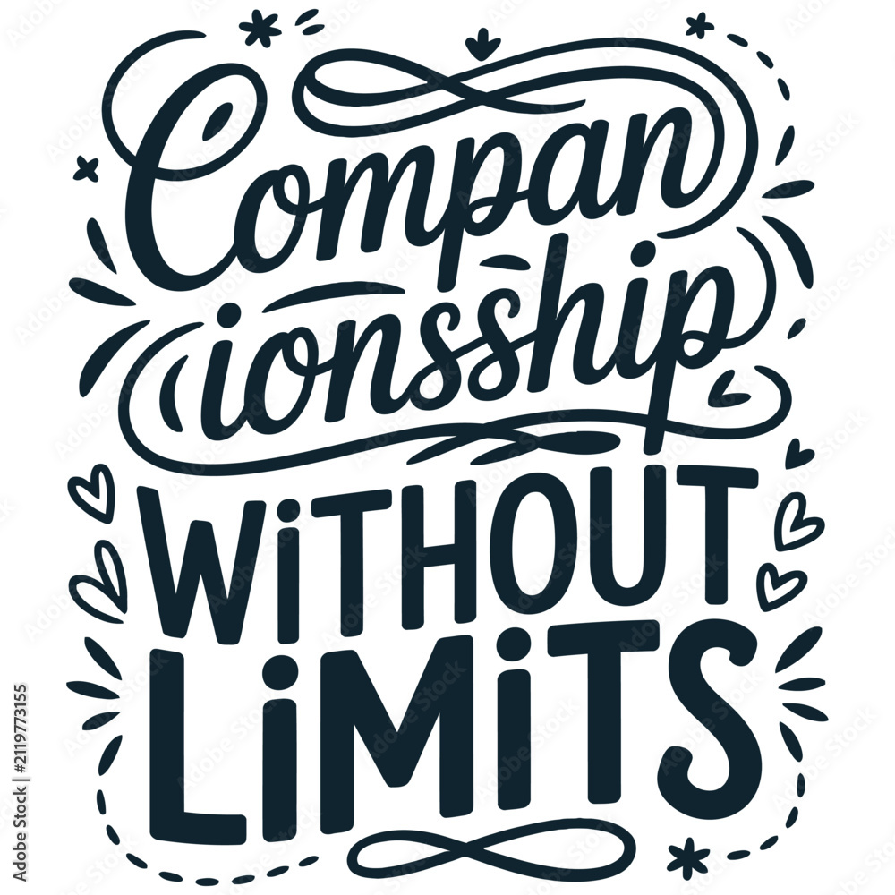 Naklejka premium Handwritten companionship without limits lettering, inspirational quote vector Editable Vector