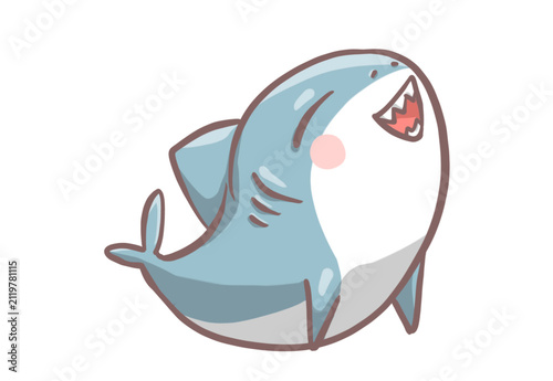 Cute Baby Shark Looking Up Illustration