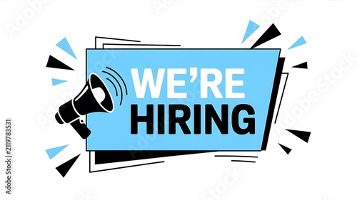 We are hiring sign with megaphone icon