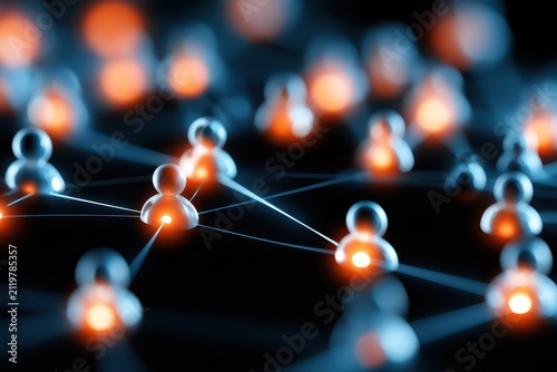 HR technology background with user connection nodes