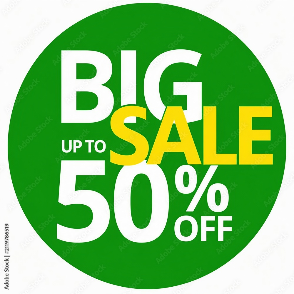 Naklejka premium Big sale up to fifty percent off promotional badge