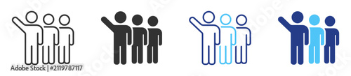 Foto Business leadership outline icon, team leader with employee group symbol on tran