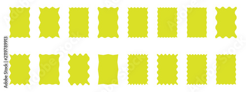Set of Rectangle frames with zigzag edge, wavy edge shapes, zigzag frame, zigzag edge stickers, frames, shapes, zig zag edge illustration.