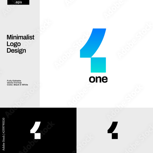 Simple Number One Logo Design Template