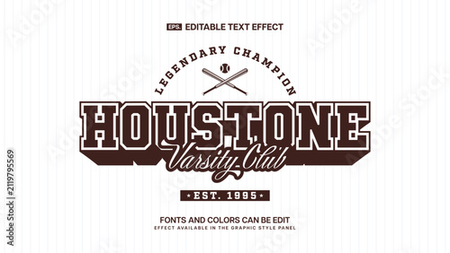 Canvas Print Houston text effect, Varsity sport typography editable text effect