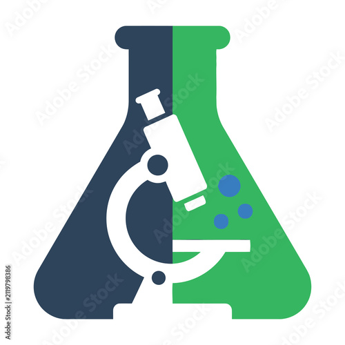 фотографія Microscope and Erlenmeyer Flask Science Lab Equipment