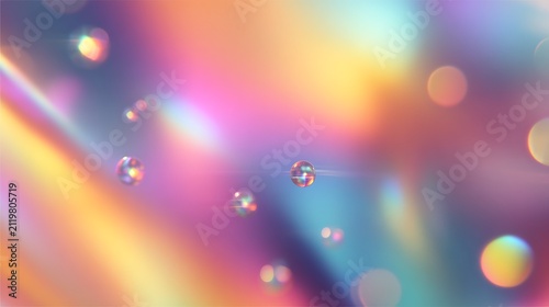 Abstract Iridescent Holographic Background With Soft Glowing Bokeh Circles And Vibrant Prism Light