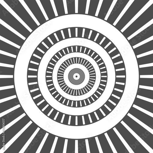 Bold Gray And Orange Sunburst Circle Pattern
