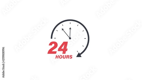 Animated 24 Hours Clock Icon Showing Time Passing 