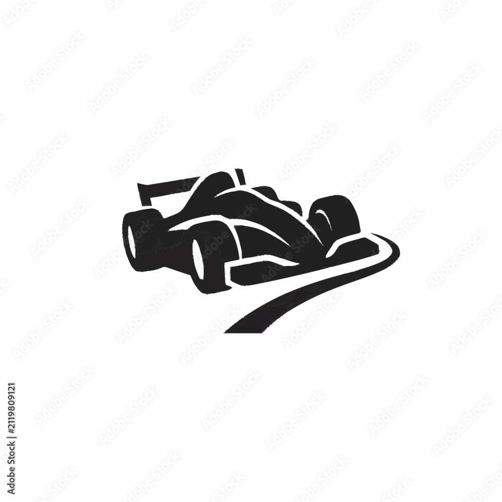 Fototapeta premium Formula 1 Racing Car Silhouette on Track.