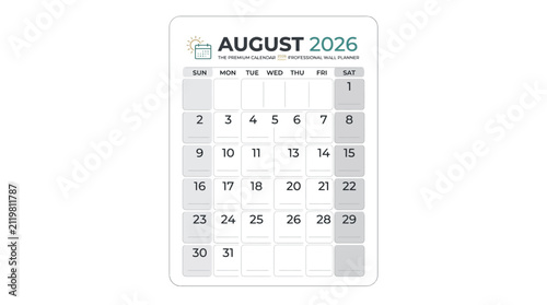 August 2026 Calendar Grid
