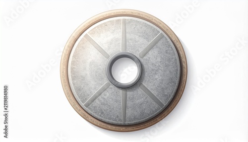 Industrial metal grinding wheel with segmented design.