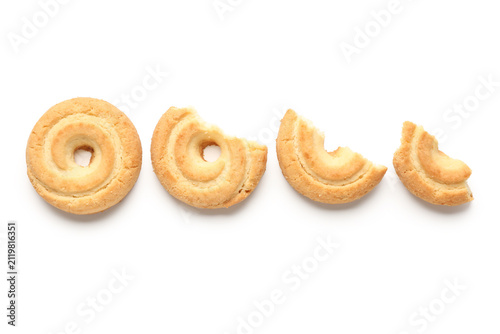 Tasty spritz biscuits on wh...