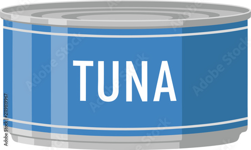 A detailed illustration of a canned tuna product isolated on a transparent background. Ideal for food packaging, grocery, seafood, pantry, nutrition, retail, recipe, and culinary-themed design project