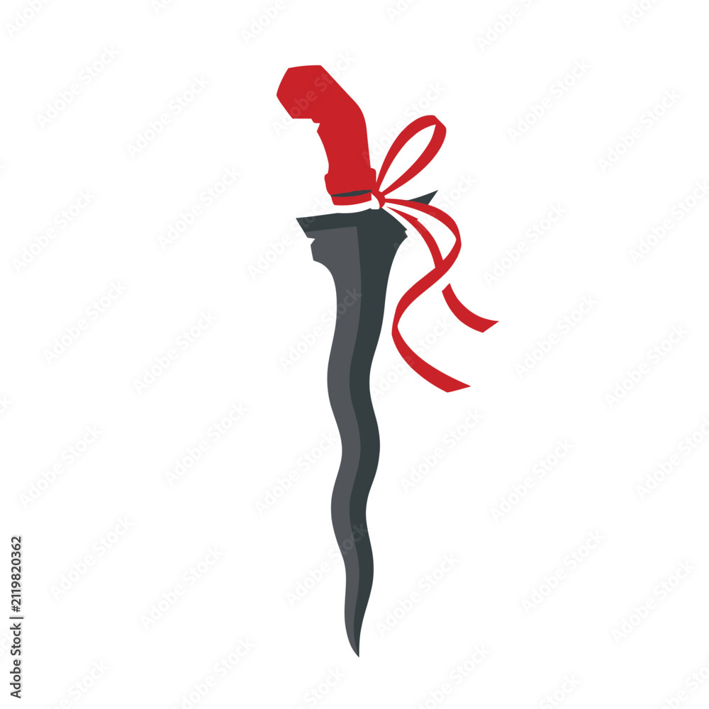 Obraz premium Traditional Indonesian Keris dagger with a red ribbon tied around its
