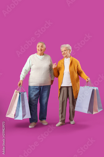 Senior female friends with ...