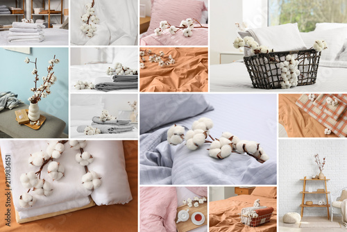 Collage of natural cotton b...