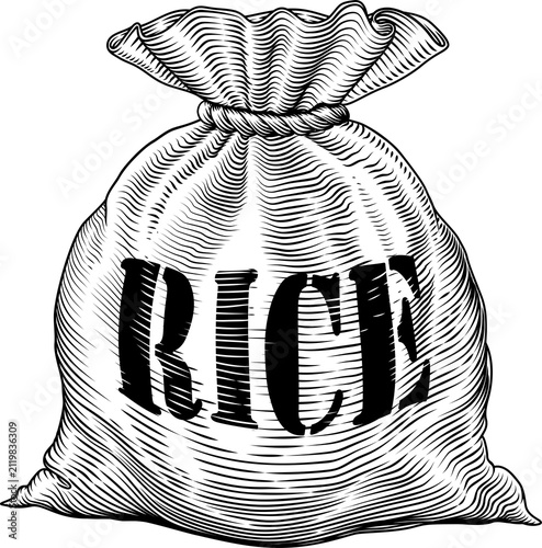 A sack or bag of rice in a ...