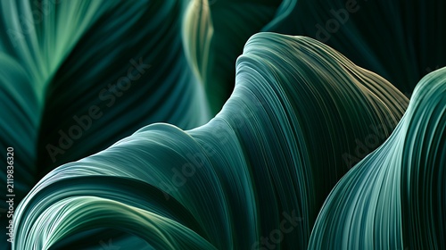 close-up of wavy green leaves in natural light