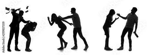 Silhouettes of men abusing ...