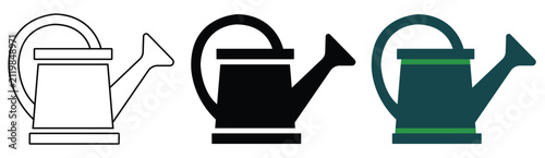 Картината върху платно Watering can icons depict gardening tools for plant care and irrigation