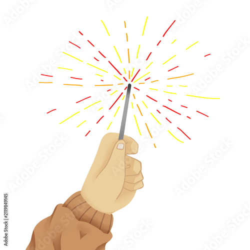 Photography hand holding fireworks