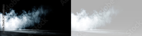 Fotografie Mist cloud with dense white smoke, rising fog, twisting vapor, flowing fumes and