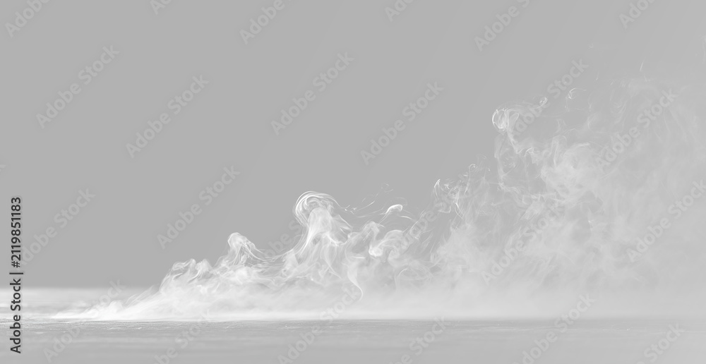 Fototapeta premium Gas and fog with dramatic white smoke, rising vapor clouds, swirling mist, drifting fumes and flowing haze