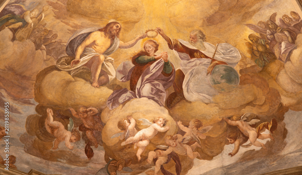 Fototapeta premium Monza - The fresco of Coronation of Virgin Mary in the Cathedral by Giovanni Stefano Danedi il Montalto (1648).