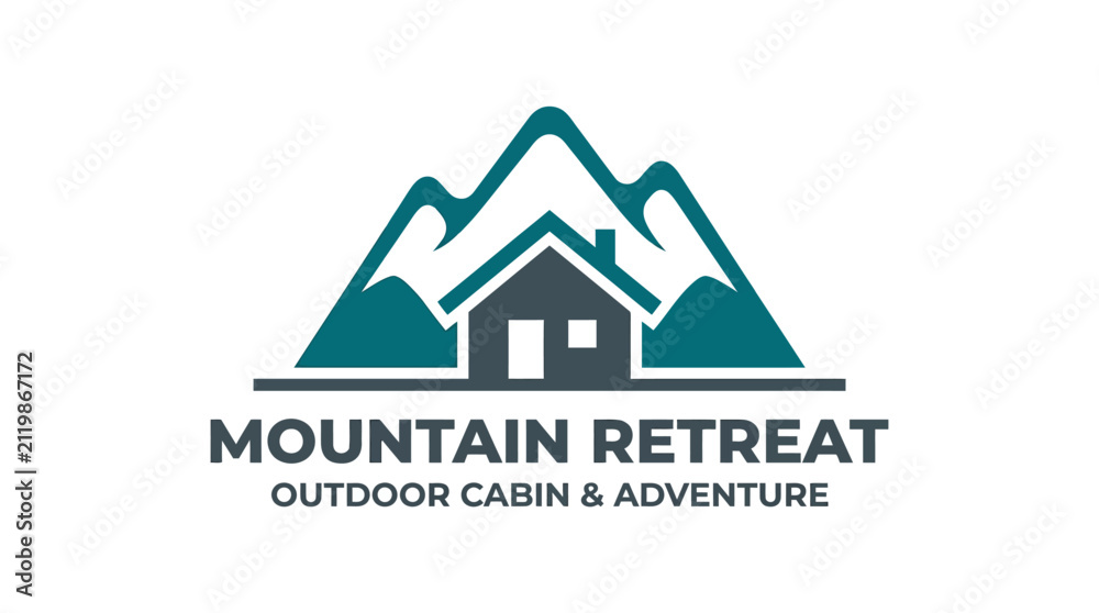 Fototapeta premium Mountain Retreat Outdoor Cabin and Adventure Logo Design.