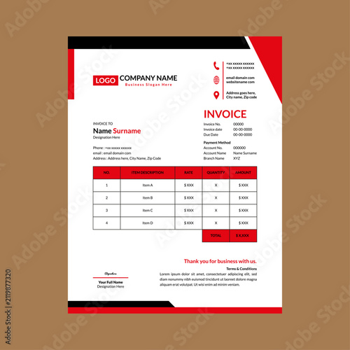 Modern Invoice Pattern. Innovative Template Display for Promotion.