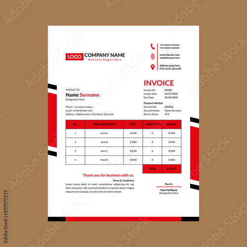 Modern Invoice Pattern. Innovative Layout Display for Promotion.