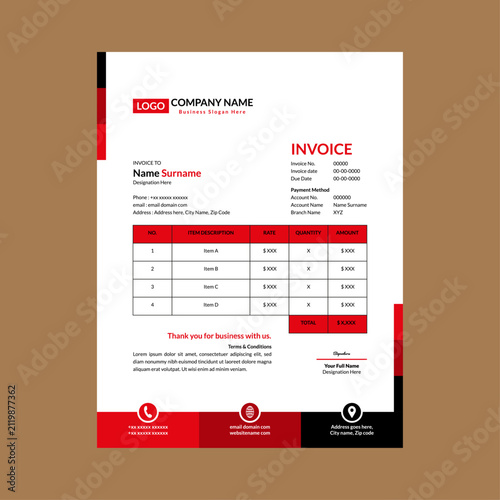 Modern Invoice Pattern. Dynamic Template Display for Promotion.