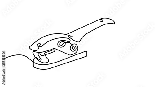 Animated self drawing of Continuous single line drawing of a stapler. Full length one line animation. 4K video
