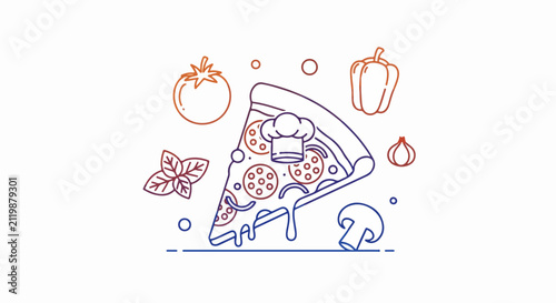A slice of pizza with toppings.