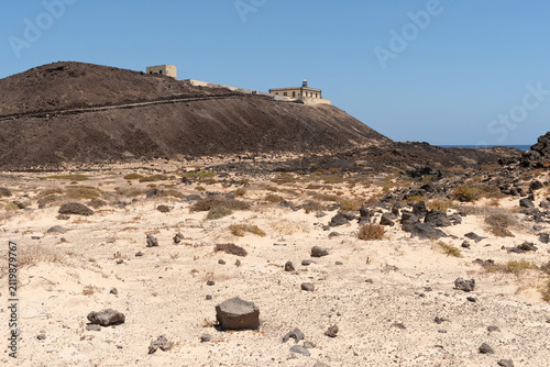 Punta Martiño Lighthouse on Lobos Island. Fuerteventura, Canary Islands