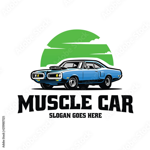 Fotografía Classic American Muscle Car Logo Template Vector Illustration